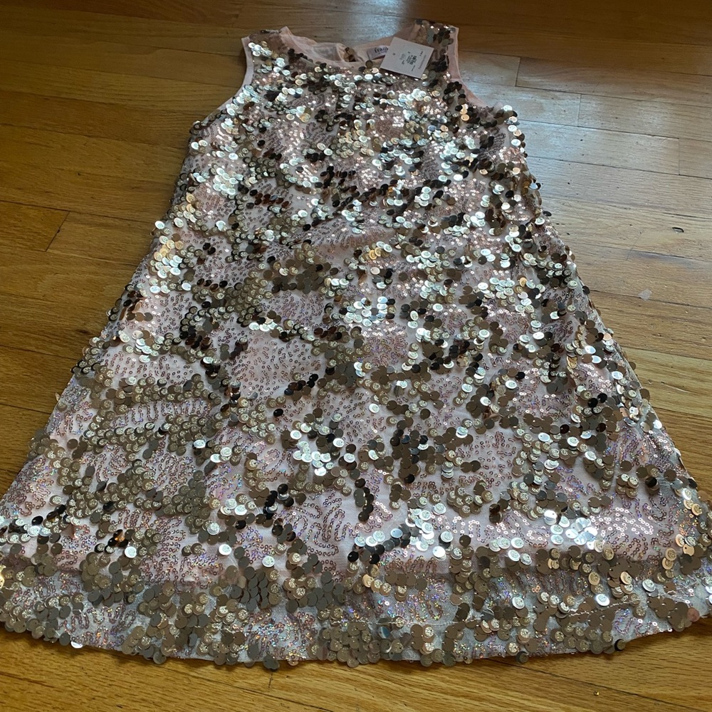 Stunning Gold Sequin Girls Francesca Shift Dress! New with tags.